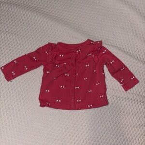 Carter's Pink Long-Sleeve Ruffle Front Button Cardigan